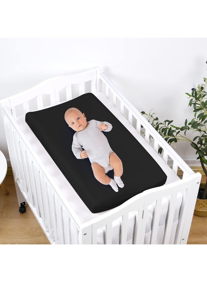 PHF Baby Changing Pad Covers for Boys Girls, 2 Pack Ultra Soft Breathable Microfiber Changing Pad Table Sheets for Most Baby Changing Pads, Black & Black - Image 3